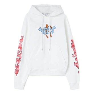 Off-White Men’ s FW22 Graffiti Loose Hooded Long Sleeves White