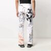 Off-White Men’ s FW22 Graffiti Printing High Waist Straight Casual Pants/Trousers Version White