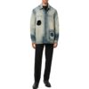 Off-White Men’ s FW22 Hollow Out Single Breasted Jacket Denim Ordinary Version Blue Gray