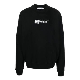 Off-White Men’ s FW22 Logo Embroidered Round Neck Long Sleeves Black