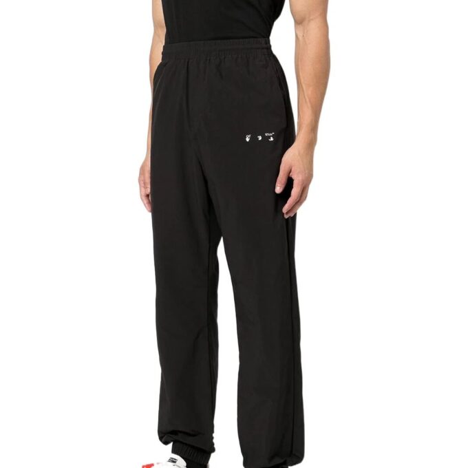 Off-White Men’ s FW22 Logo Printing Bundle Feet Sports Pants/Trousers/Joggers Black