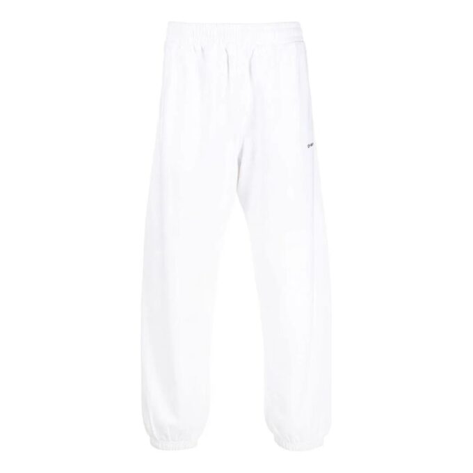 Off-White Men’ s FW22 Logo Printing Bundle Feet Sports Pants/Trousers/Joggers Version White