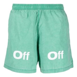 Off-White Men’ s FW22 Logo Printing Casual Shorts Version Green