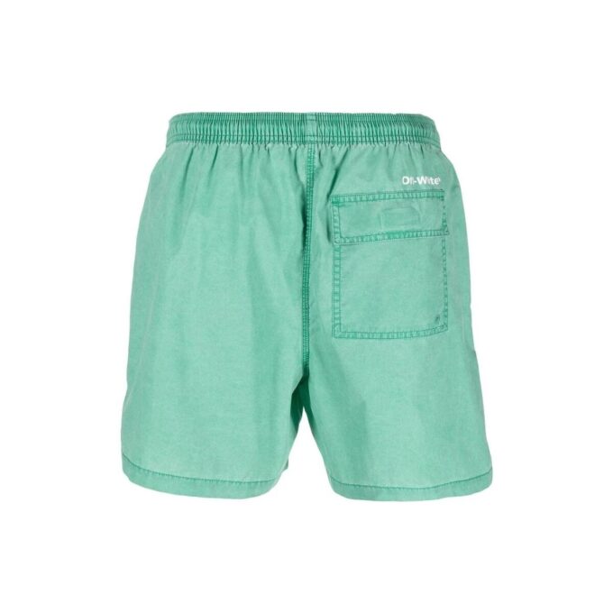 Off-White Men’ s FW22 Logo Printing Casual Shorts Version Green