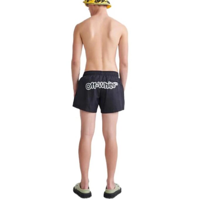 Off-White Men’ s FW22 Logo Printing Elastic Waistband Straight Casual Shorts Version Black