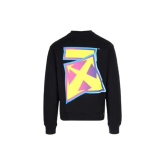 Off-White Men’ s FW22 Logo Printing Round Neck Hoodless Long Sleeves Black