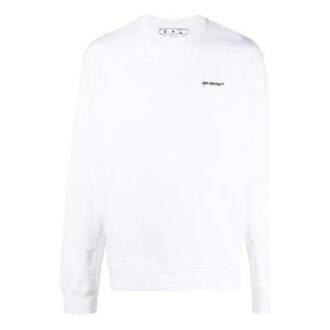 Off-White Men’ s FW22 Logo Printing Round Neck Long Sleeves Pullover Loose Fit White