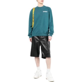 Off-White Men’ s FW22 Logo Printing Round Neck Long Sleeves Version Lake Blue