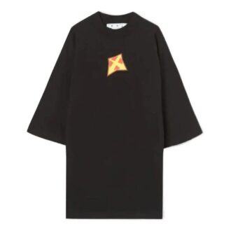Off-White Men’ s FW22 Logo Printing Round Neck Short Sleeve Loose Fit Black T-Shirt