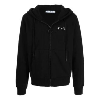 Off-White Men’ s FW22 Logo Printing Zipper Hooded Long Sleeves Version Black
