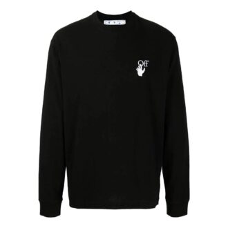 Off-White Men’ s FW22 Logo Round Neck Long Sleeves Version Black