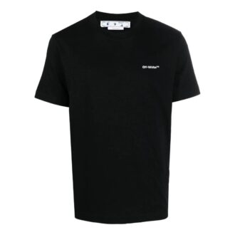 Off-White Men’ s FW22 Logo Stripe Round Neck Short Sleeve Black T-Shirt