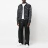 Off-White Men’ s FW22 Paint Splash Effect Single Breasted Jacket Denim Black