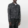 Off-White Men’ s FW22 Paint Splash Effect Single Breasted Jacket Denim Black