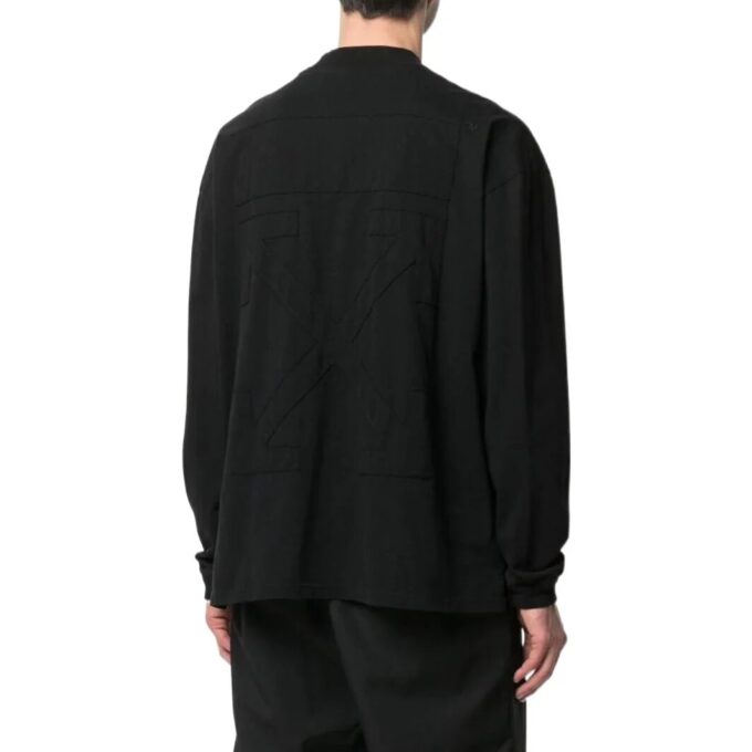 Off-White Men’ s FW22 Pattern Logo Printing Long Sleeves Version Black