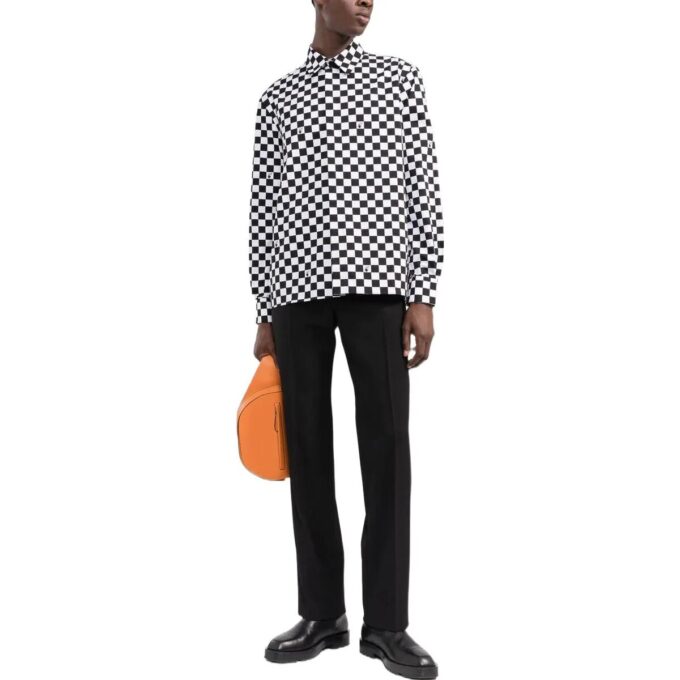 Off-White Men’ s FW22 Plaid Long Sleeves Version Black White Shirt