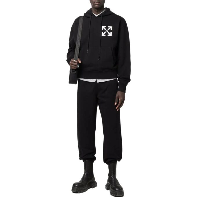Off-White Men’ s FW22 Rear Logo Printing Casual Bundle Feet Sports Pants/Trousers/Joggers Version Black