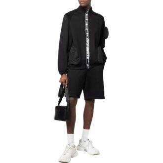 Off-White Men’ s FW22 Side Logo Elastic Waistband Sports Ordinary Version Black Shorts