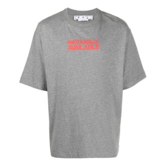 Off-White Men’ s FW22 Slogan Printing Round Neck Short Sleeve Ordinary Version Gray T-Shirt