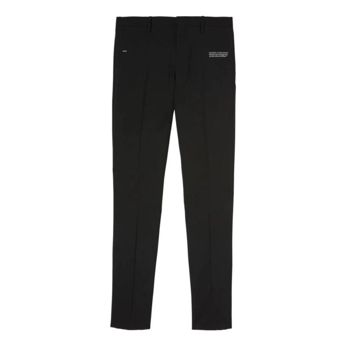 Off-White Men’ s FW22 Solid Color Alphabet Printing Straight-Leg Casual Trousers Ordinary Version Black