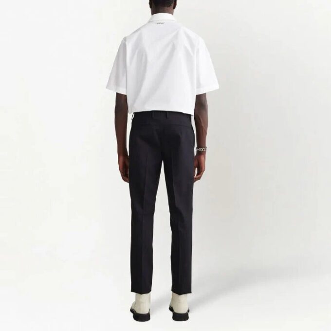 Off-White Men’ s FW22 Solid Color Alphabet Printing Straight-Leg Casual Trousers Ordinary Version Black