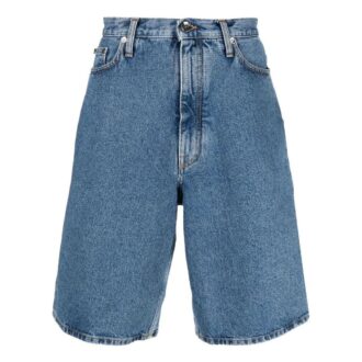 Off-White Men’ s FW22 Solid Color Arrow Pattern Denim Shorts Blue