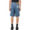 Off-White Men’ s FW22 Solid Color Arrow Pattern Denim Shorts Blue