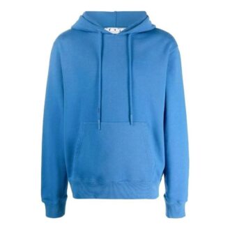 Off-White Men’ s FW22 Solid Color Back Stripe Printing Hooded Long Sleeves Version Blue