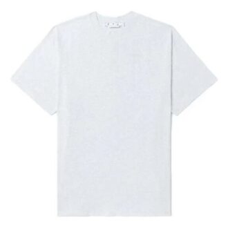 Off-White Men’ s FW22 Solid Color Back Stripe Printing Round Neck Short Sleeve White T-Shirt