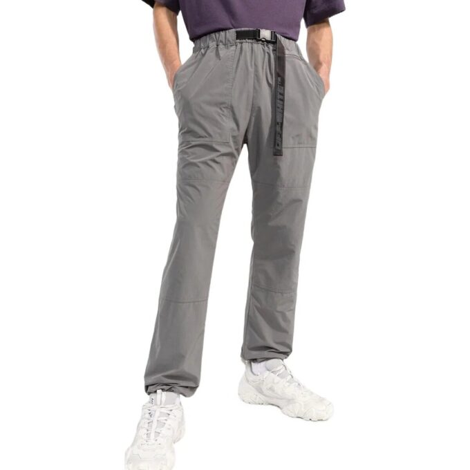 Off-White Men’ s FW22 Solid Color Belt Casual Long Pants/Trousers Gray