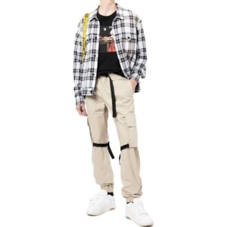 Off-White Men’ s FW22 Solid Color Big Pocket Lacing Casual Pants/Trousers Version Beige