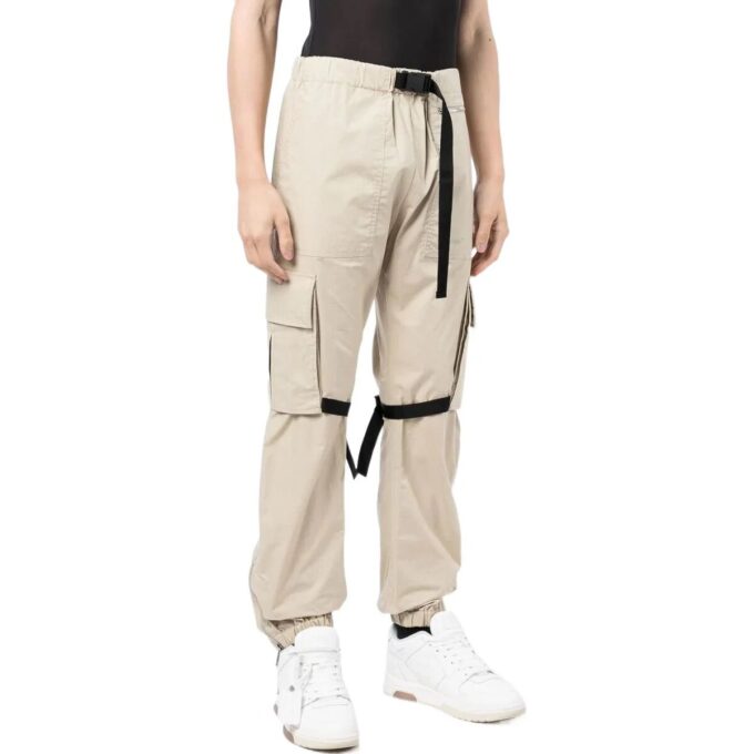 Off-White Men’ s FW22 Solid Color Big Pocket Lacing Casual Pants/Trousers Version Beige