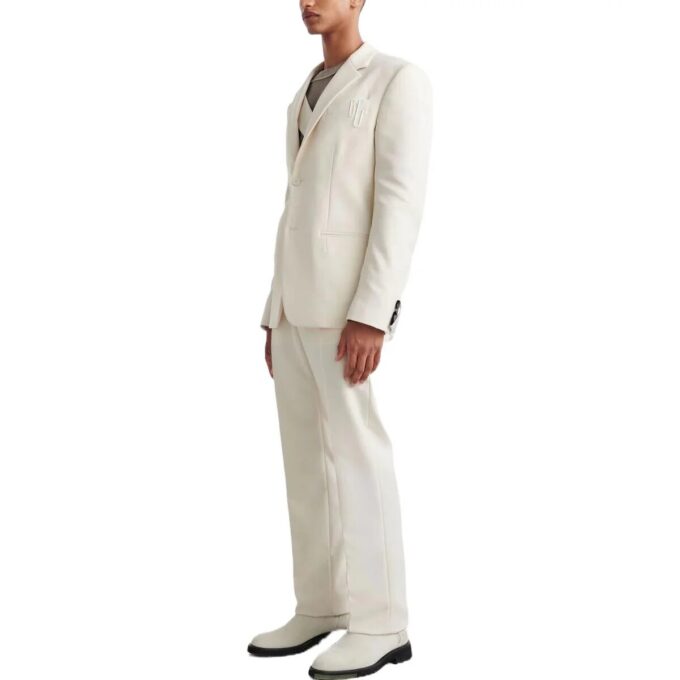 Off-White Men’ s FW22 Solid Color Buckle Belt Straight Casual Pants/Trousers White