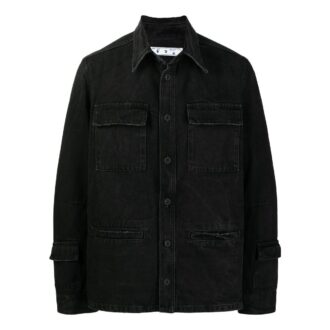 Off-White Men’ s FW22 Solid Color Casual Long Sleeves Denim Black Shirt