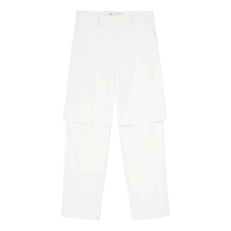 Off-White Men’ s FW22 Solid Color Casual Pants/Trousers Loose Fit White