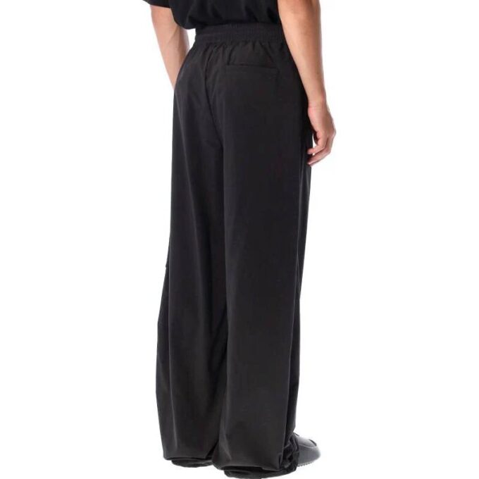 Off-White Men’ s FW22 Solid Color Elastic Waistband Straight-Leg Casual Pants/Trousers Loose Fit Black