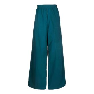 Off-White Men’ s FW22 Solid Color Elastic Waistband Straight-Leg Casual Pants/Trousers Loose Fit Blue