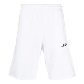 Off-White Men’ s FW22 Solid Color Logo Embroidered Straight Sports Shorts Ordinary Version White