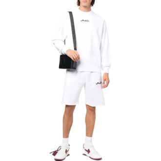 Off-White Men’ s FW22 Solid Color Logo Embroidered Straight Sports Shorts Ordinary Version White