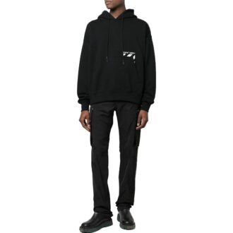 Off-White Men’ s FW22 Solid Color Logo Printing Drawstring Autumn Black