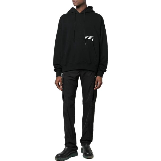 Off-White Men’ s FW22 Solid Color Logo Printing Drawstring Autumn Black