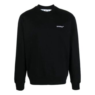 Off-White Men’ s FW22 Solid Color Logo Printing Round Neck Long Sleeves Version Black