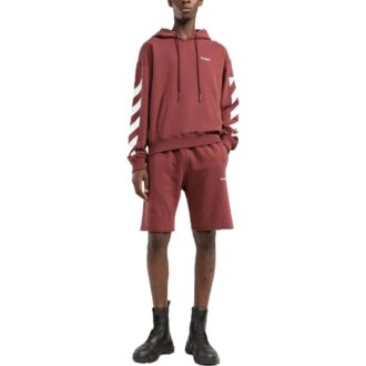 Off-White Men’ s FW22 Solid Color Logo Printing Sports Shorts Ordinary Version Red
