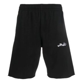 Off-White Men’ s FW22 Solid Color Logo Printing Straight Sports Shorts Ordinary Version Black