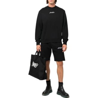 Off-White Men’ s FW22 Solid Color Logo Printing Straight Sports Shorts Ordinary Version Black
