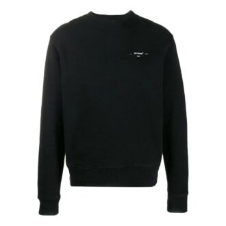 Off-White Men’ s FW22 Solid Color Logo Round Neck Long Sleeves Version Black