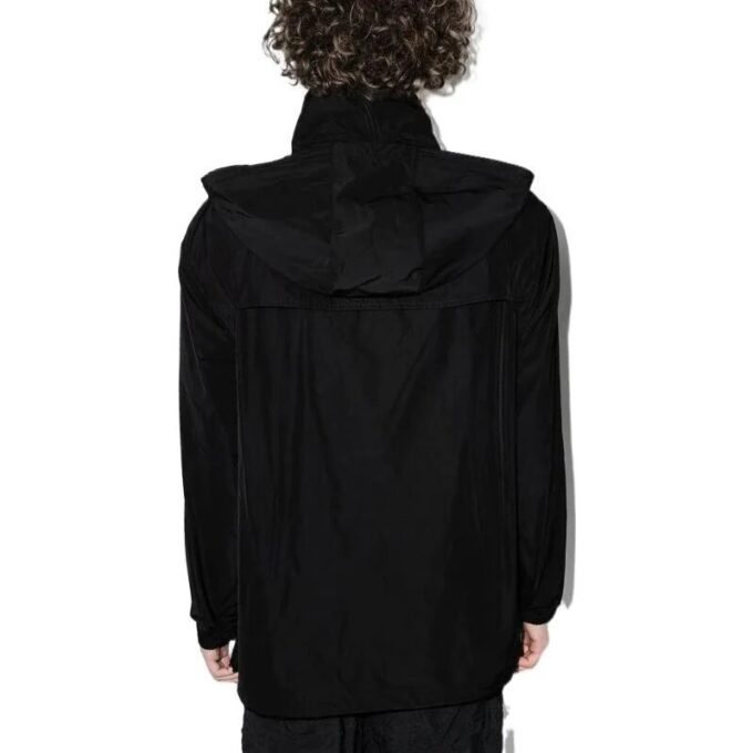 Off-White Men’ s FW22 Solid Color Logo Webbing Zipper Stand Collar Jacket Black
