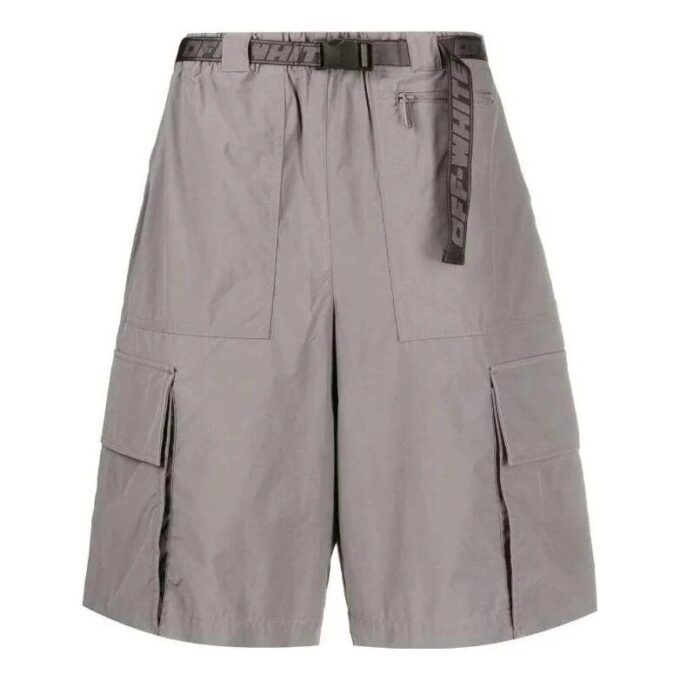 Off-White Men’ s FW22 Solid Color Multiple Pockets Belt Casual Shorts Gray