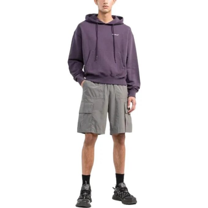 Off-White Men’ s FW22 Solid Color Multiple Pockets Belt Casual Shorts Gray