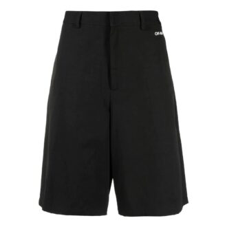 Off-White Men’ s FW22 Solid Color Pattern Printing Straight Shorts Black